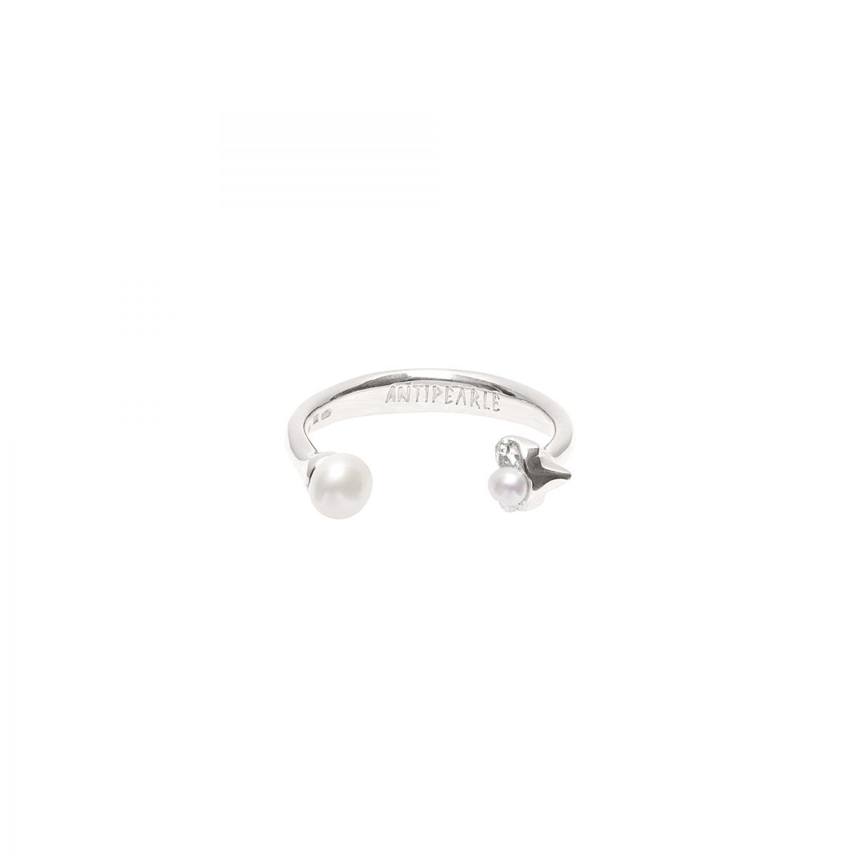 Antipearle Petite A Double Pearl Ring Silver