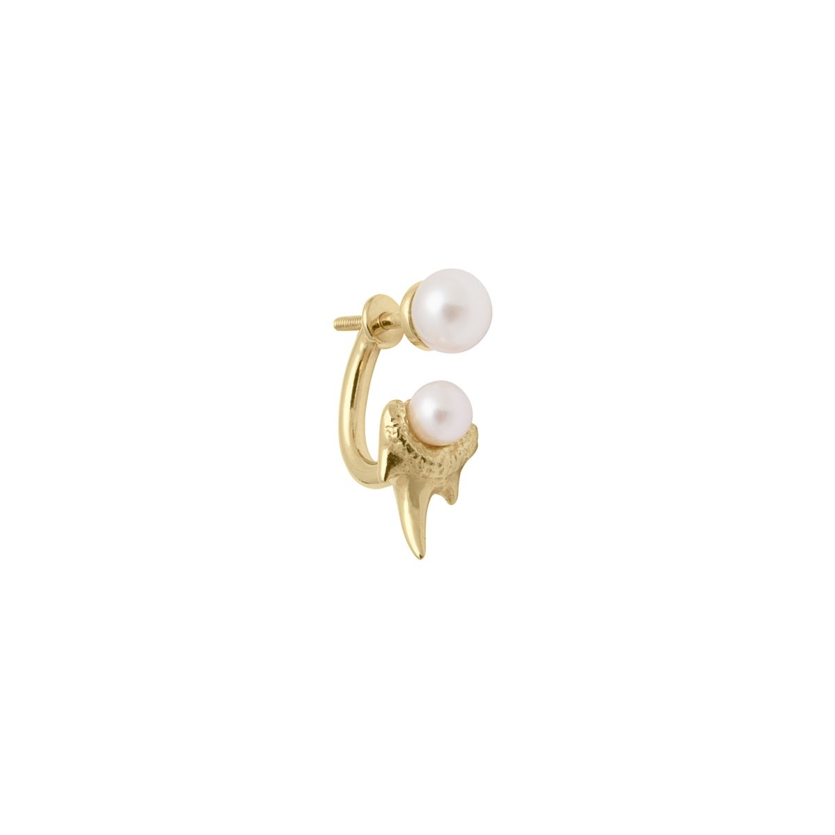 Antipearle Mini Double Pearl Fang Earring Gold