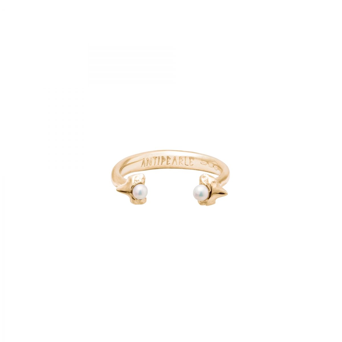 Antipearle Petite A Double Tooth Ring Gold
