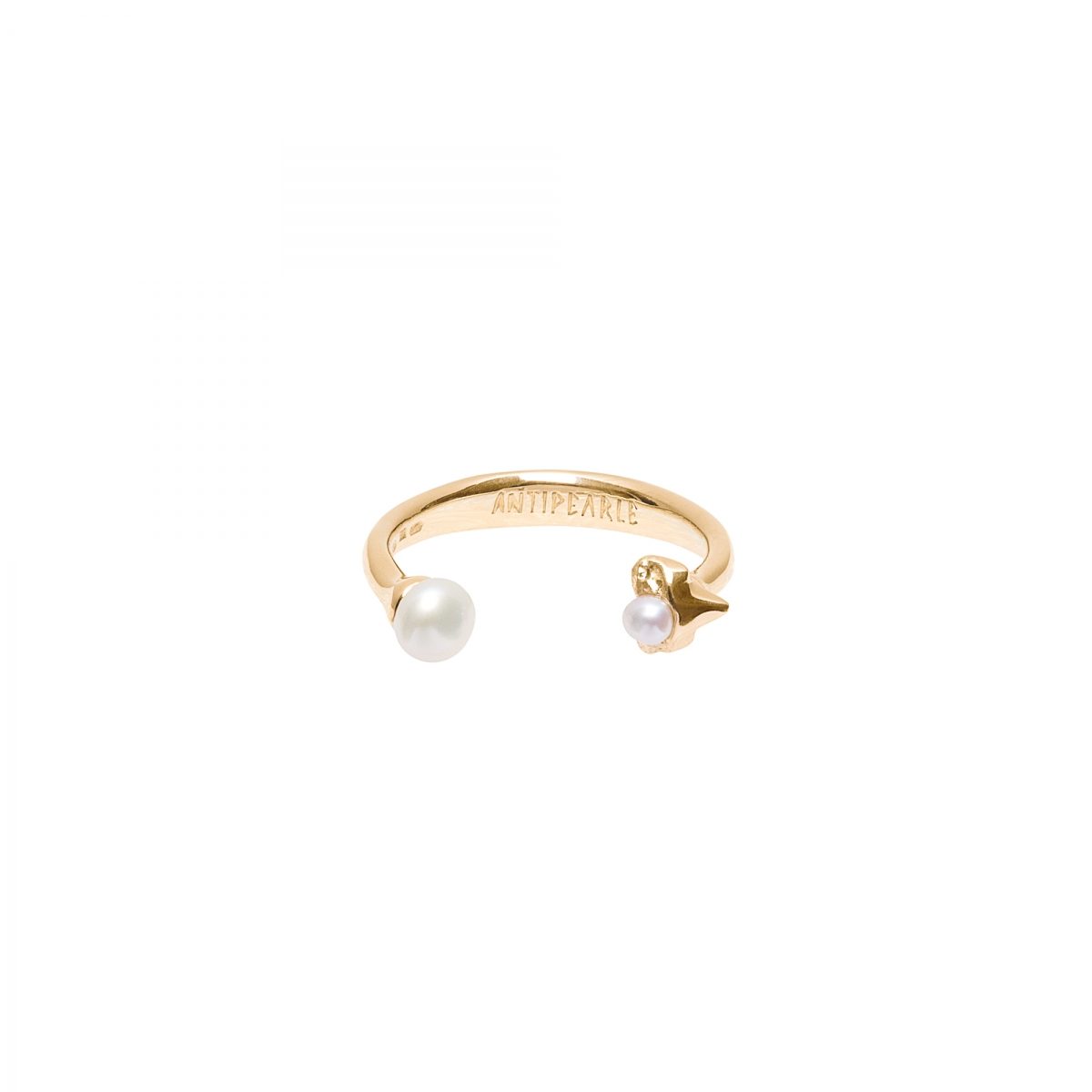 Antipearle Petite A Double Pearl Ring Gold