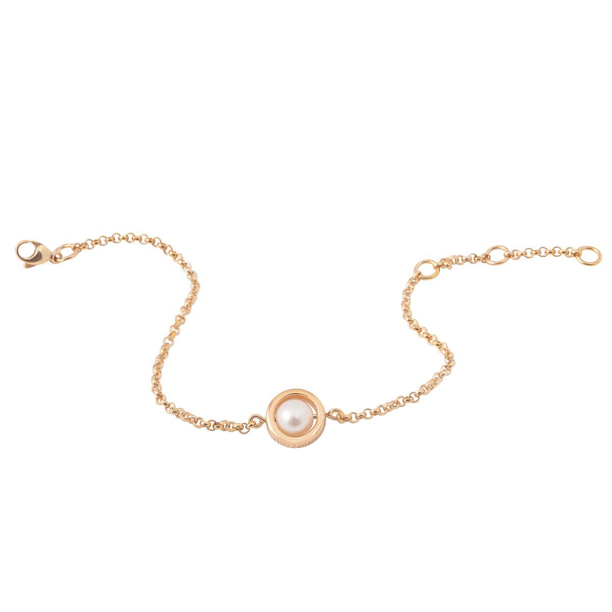 Antipearle Circle White Pearl Chain Bracelet Gold