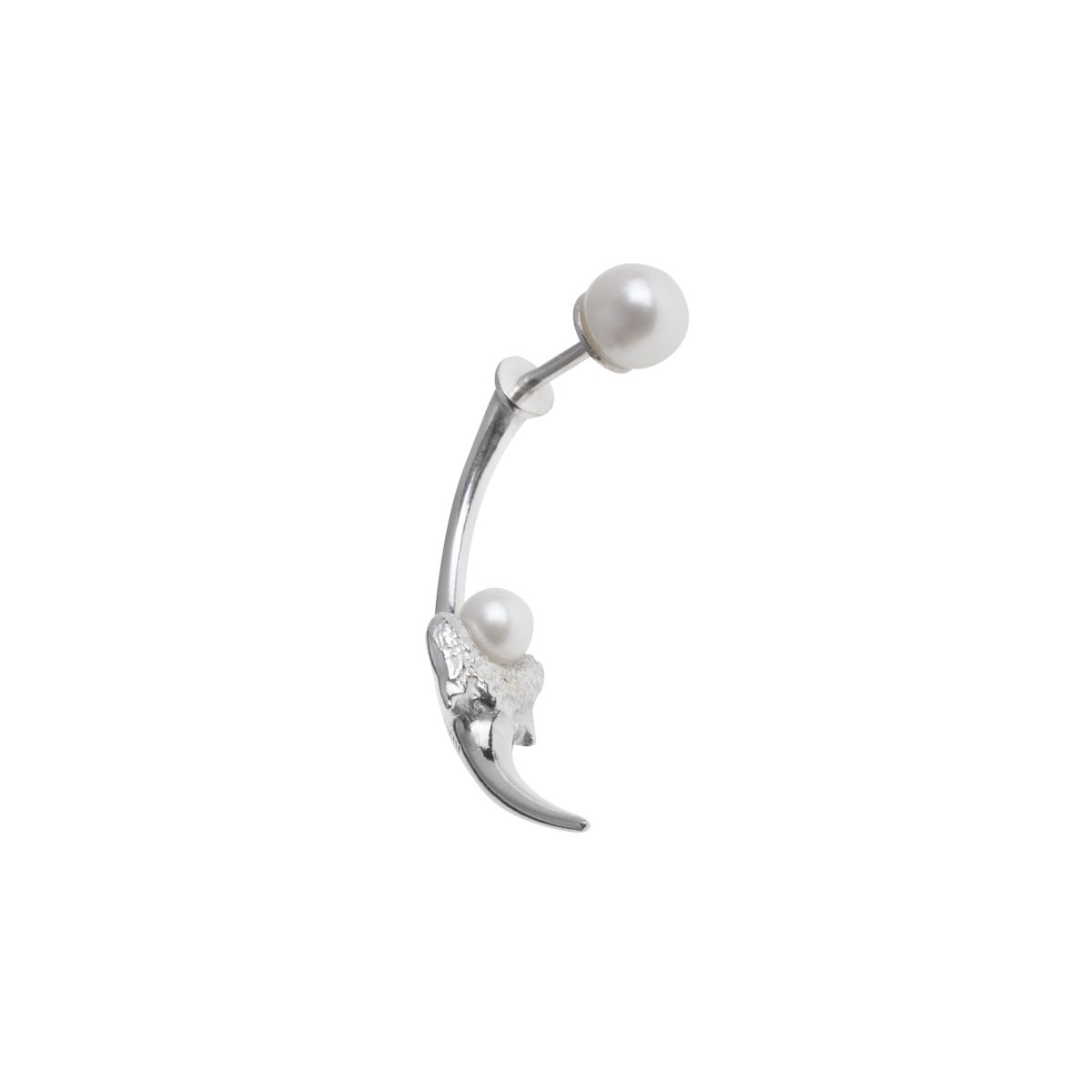 Antipearle Blacktip White Pearl Earrings Silver