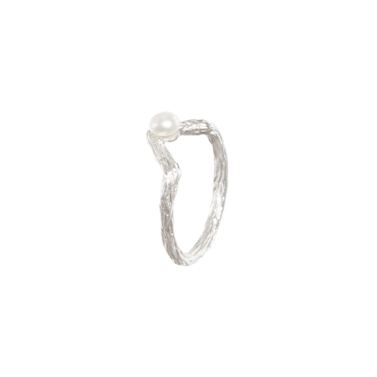 Antipearle Small Tip Ring White Pearl Silver