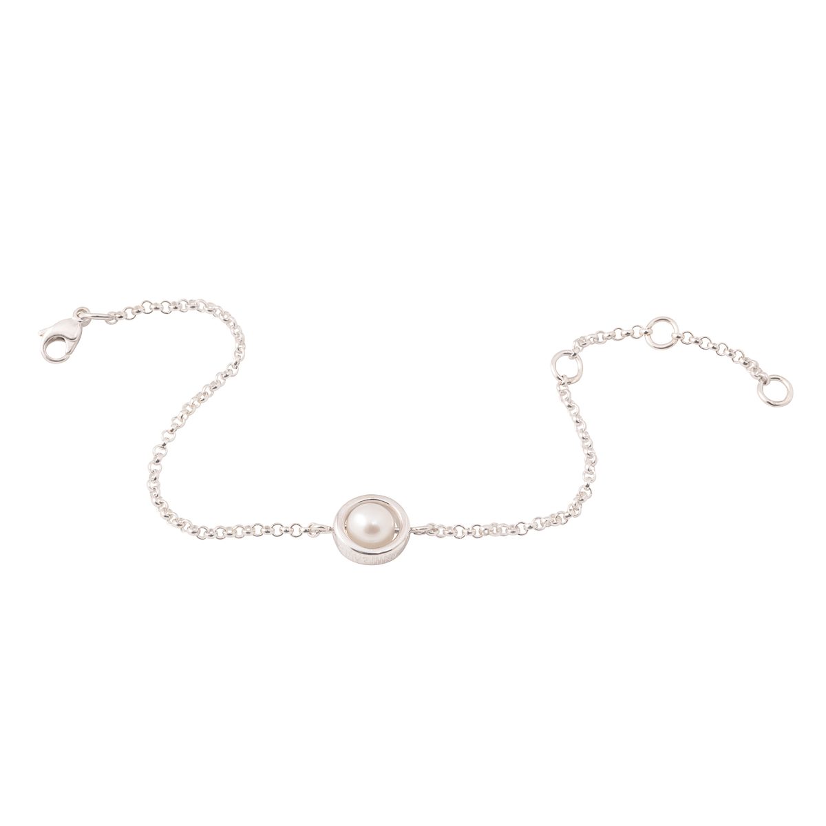 Antipearle Circle Pearl Chain Bracelet White Pearl Silver